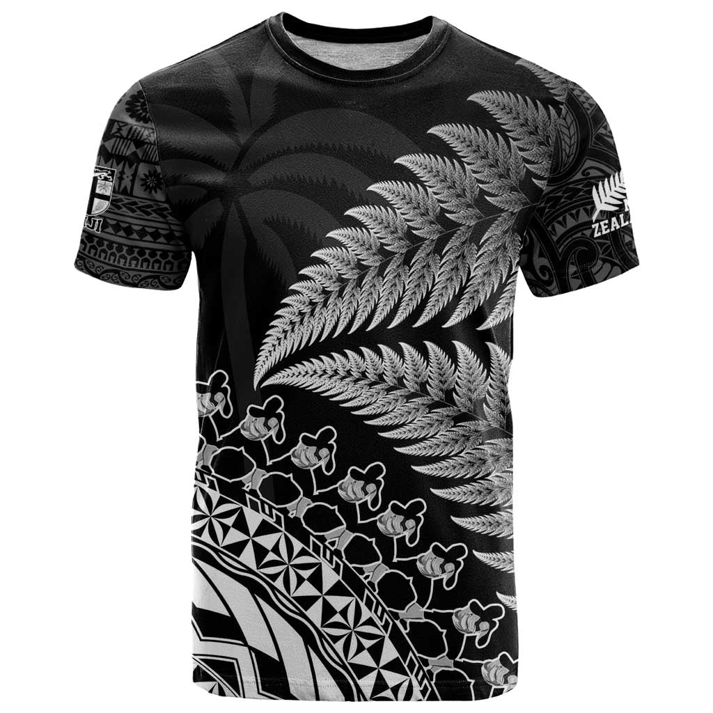Custom Fiji New Zealand Rugby T Shirt Cibi Dance with Black Fern LT9 - Vibe Hoodie Shop