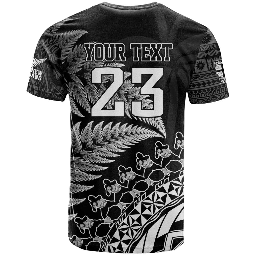 Custom Fiji New Zealand Rugby T Shirt Cibi Dance with Black Fern LT9 - Vibe Hoodie Shop