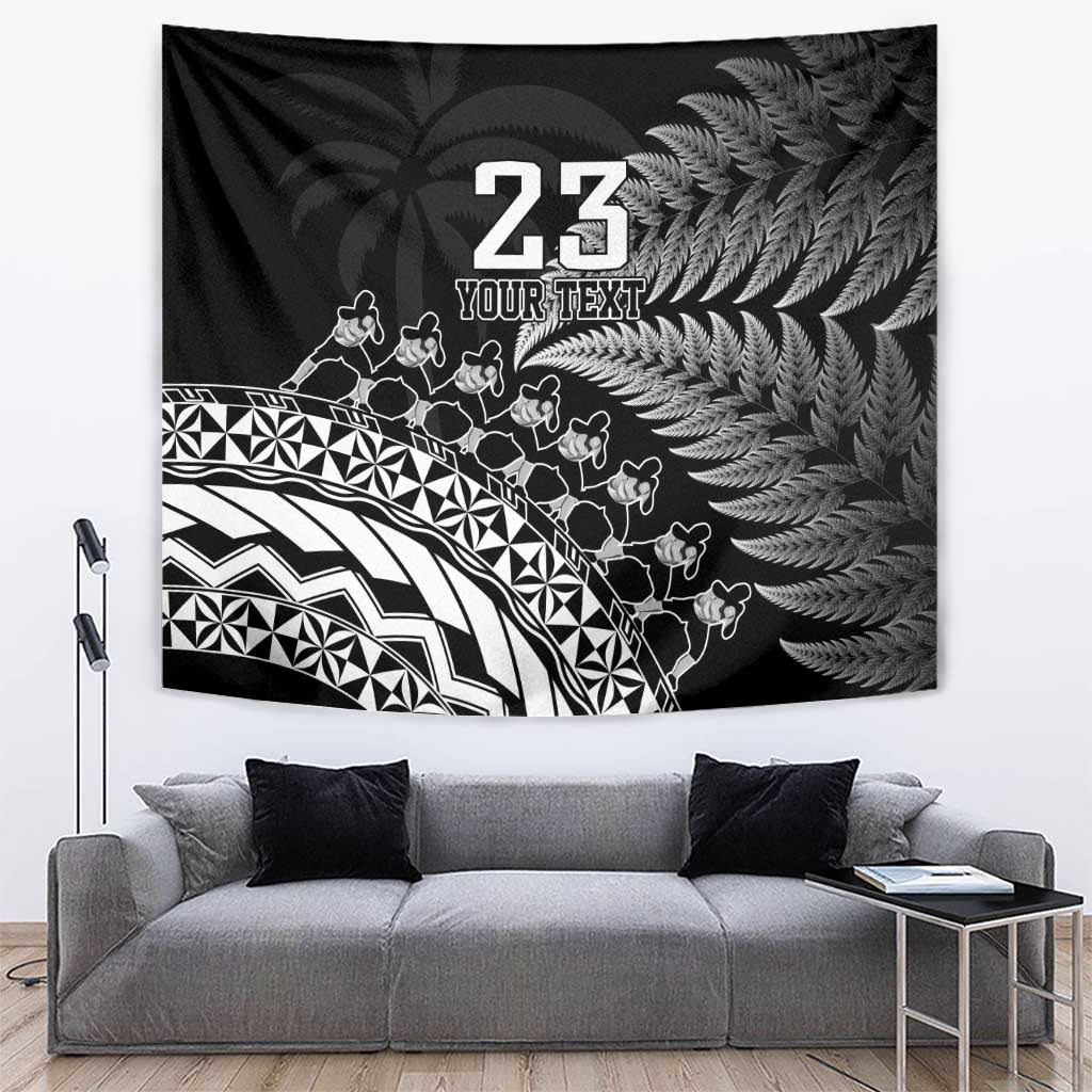 Custom Fiji New Zealand Rugby Tapestry Cibi Dance with Black Fern - Vibe Hoodie Shop