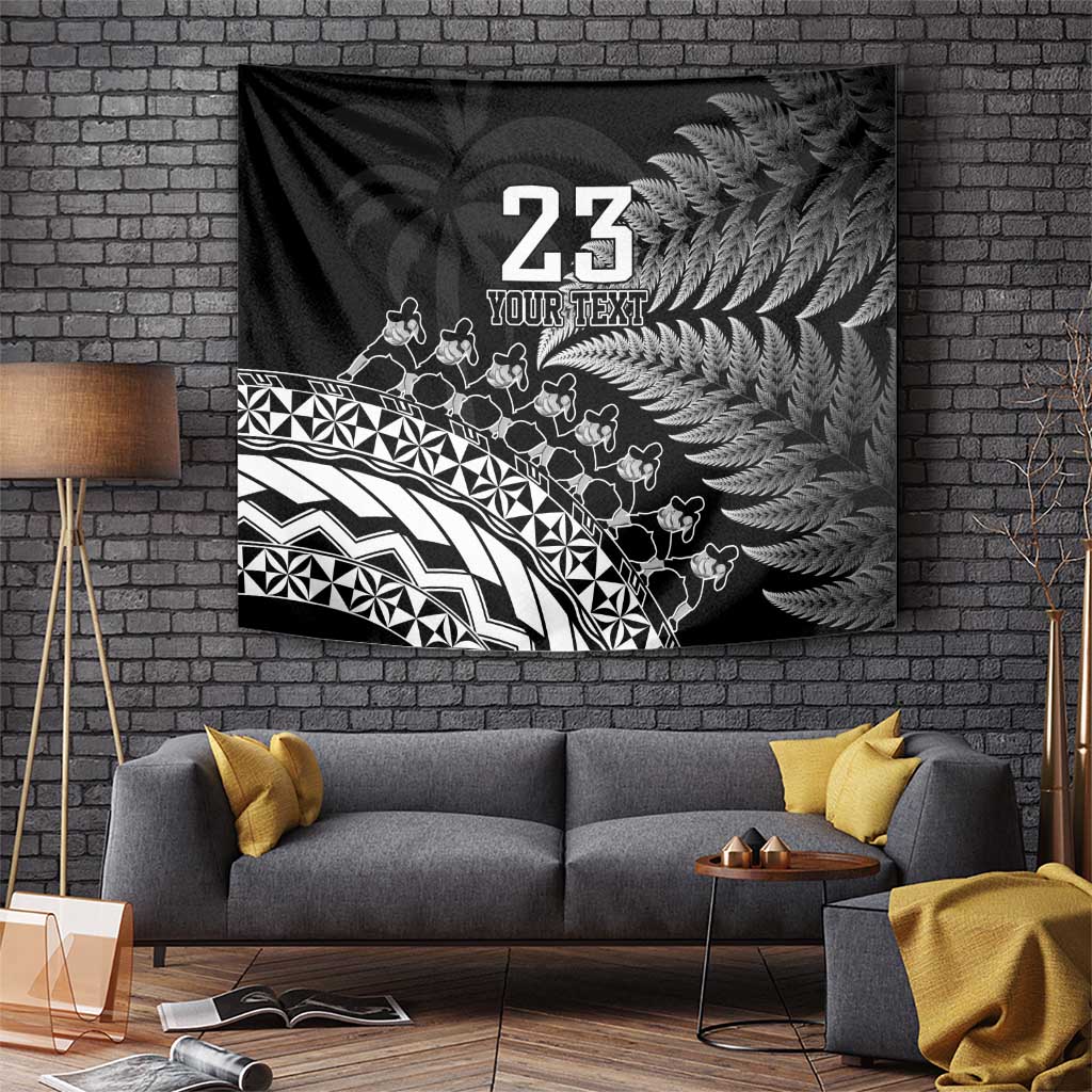 Custom Fiji New Zealand Rugby Tapestry Cibi Dance with Black Fern - Vibe Hoodie Shop