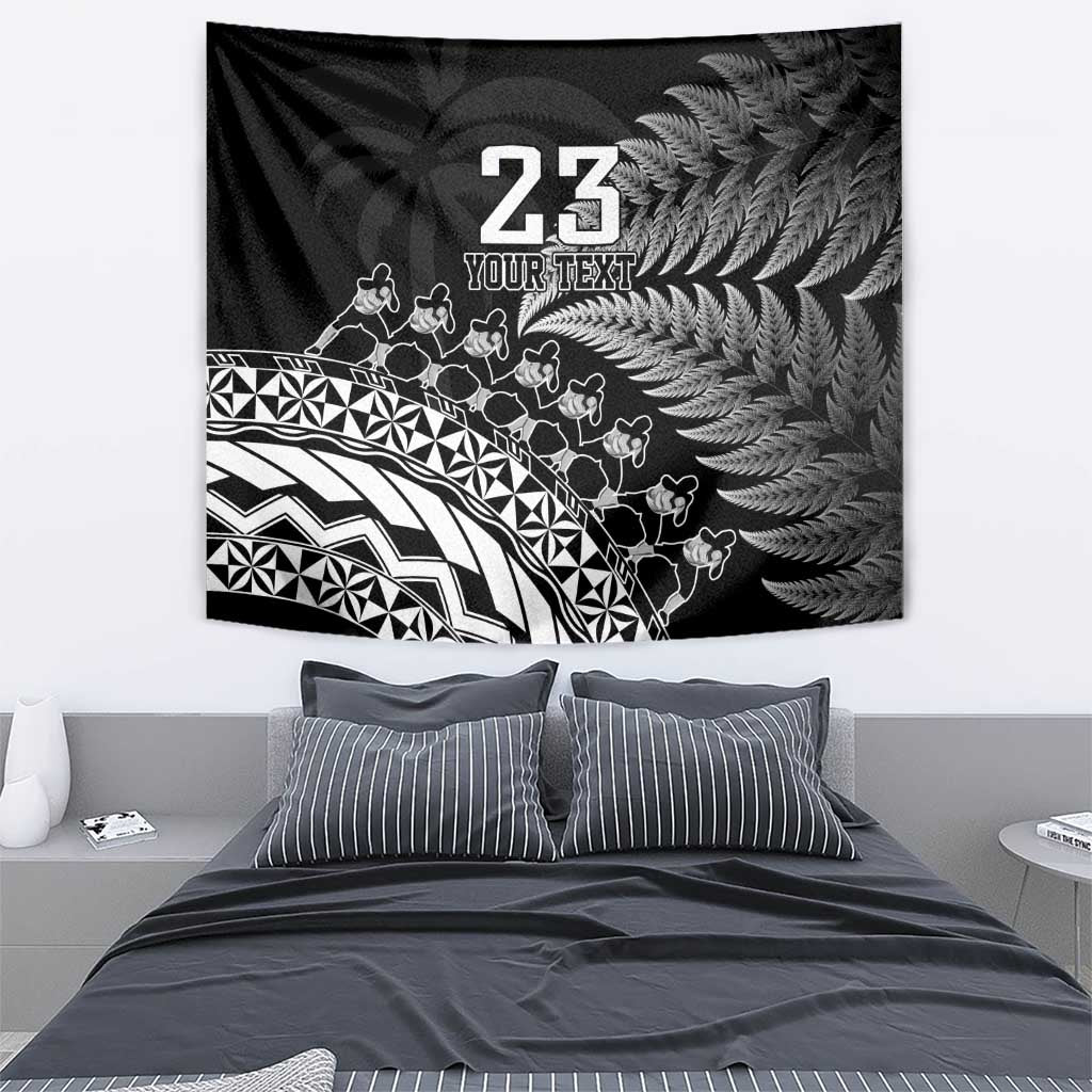 Custom Fiji New Zealand Rugby Tapestry Cibi Dance with Black Fern - Vibe Hoodie Shop