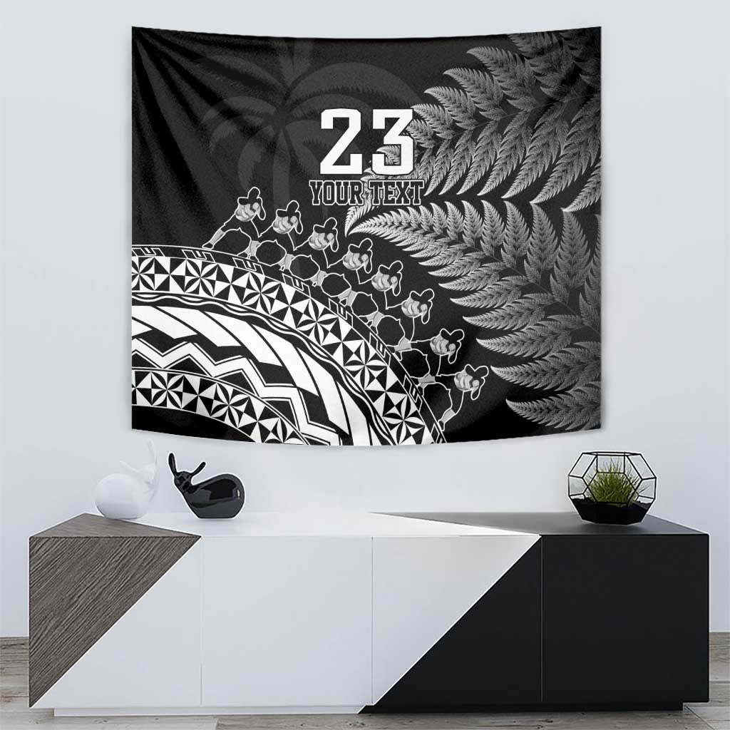 Custom Fiji New Zealand Rugby Tapestry Cibi Dance with Black Fern - Vibe Hoodie Shop