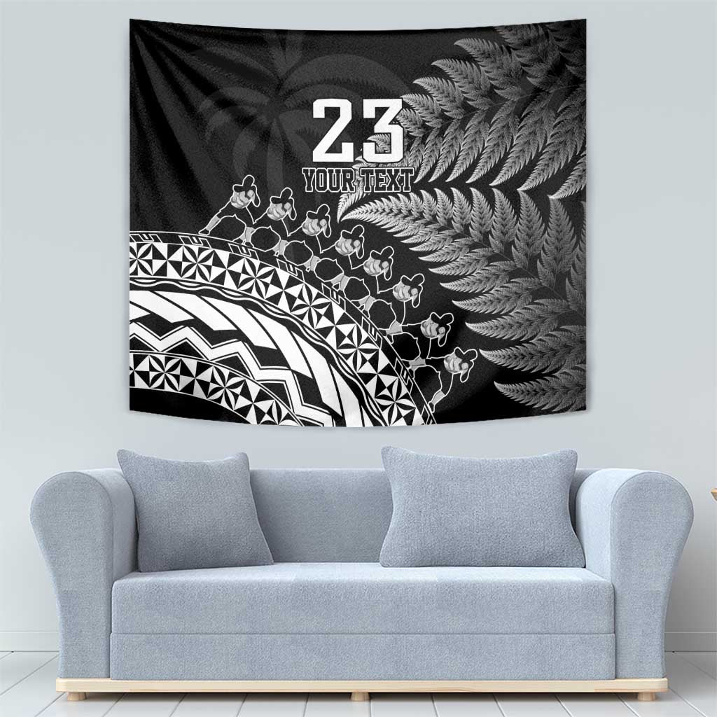 Custom Fiji New Zealand Rugby Tapestry Cibi Dance with Black Fern - Vibe Hoodie Shop