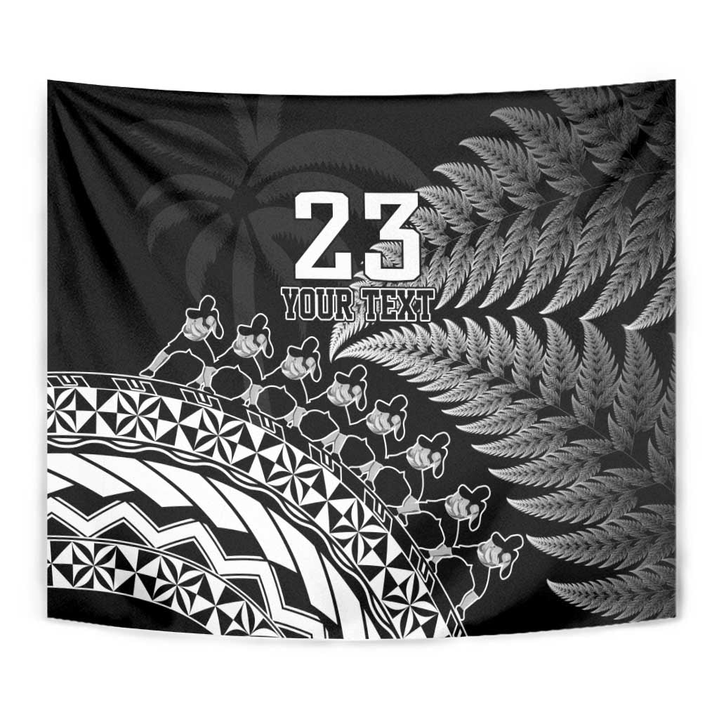 Custom Fiji New Zealand Rugby Tapestry Cibi Dance with Black Fern - Vibe Hoodie Shop