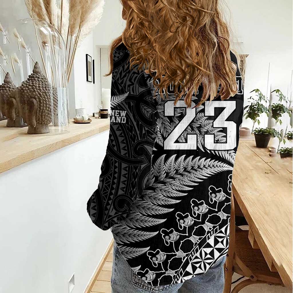Custom Fiji New Zealand Rugby Women Casual Shirt Cibi Dance with Black Fern - Vibe Hoodie Shop