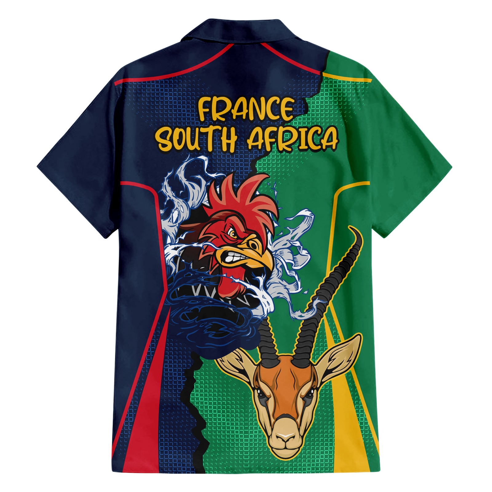 France South Africa Rugby Hawaiian Shirt Springboks and Gallic Rooster World Cup 2023 - Vibe Hoodie Shop