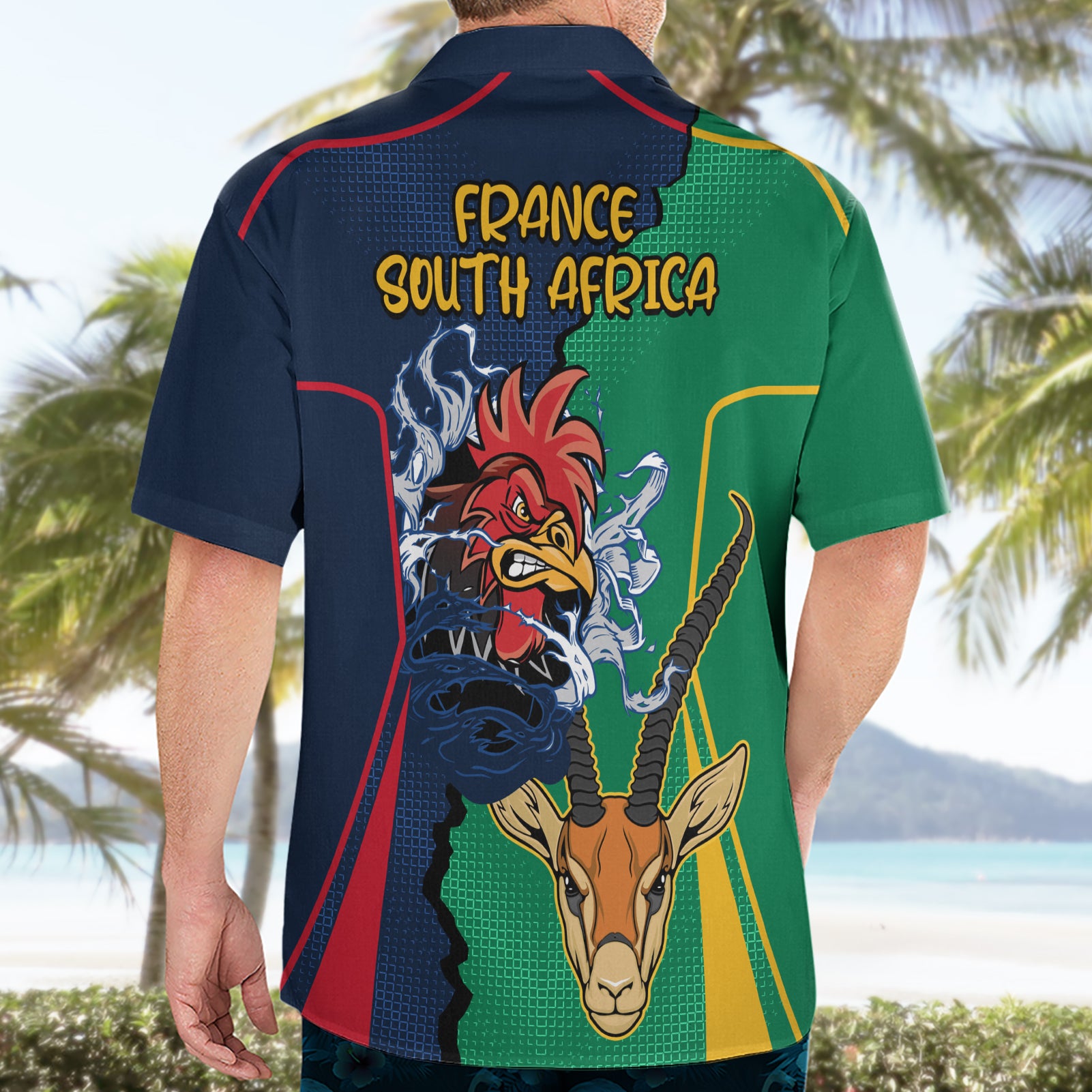 France South Africa Rugby Hawaiian Shirt Springboks and Gallic Rooster World Cup 2023 - Vibe Hoodie Shop