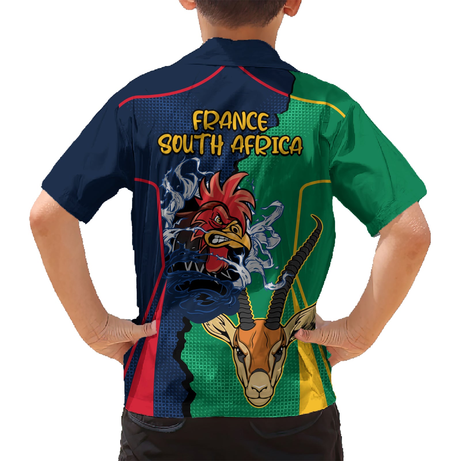 France South Africa Rugby Hawaiian Shirt Springboks and Gallic Rooster World Cup 2023 - Vibe Hoodie Shop