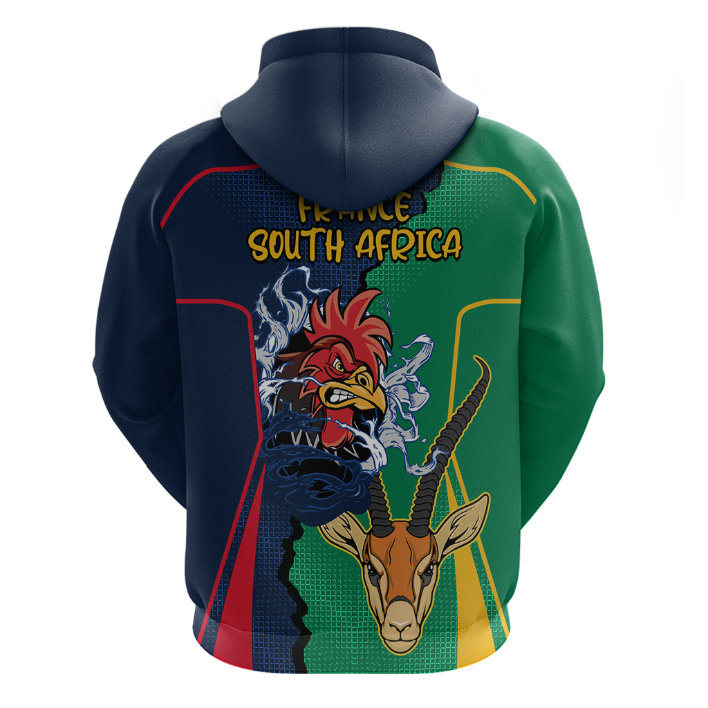 France South Africa Rugby Hoodie Springboks and Gallic Rooster World Cup 2023 LT9 - Vibe Hoodie Shop