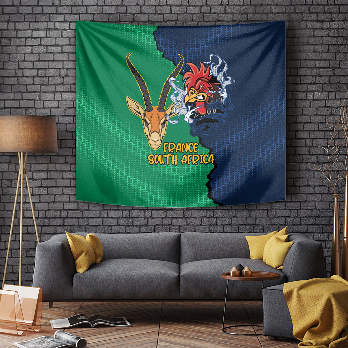 France South Africa Rugby Tapestry Springboks and Gallic Rooster World Cup 2023 - Vibe Hoodie Shop