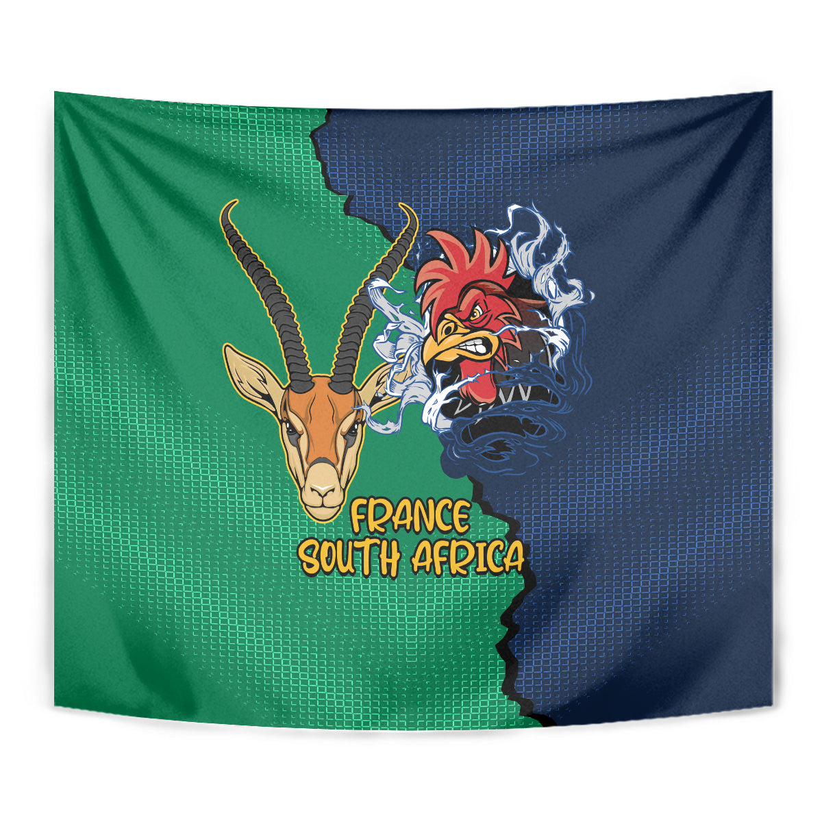 France South Africa Rugby Tapestry Springboks and Gallic Rooster World Cup 2023 - Vibe Hoodie Shop