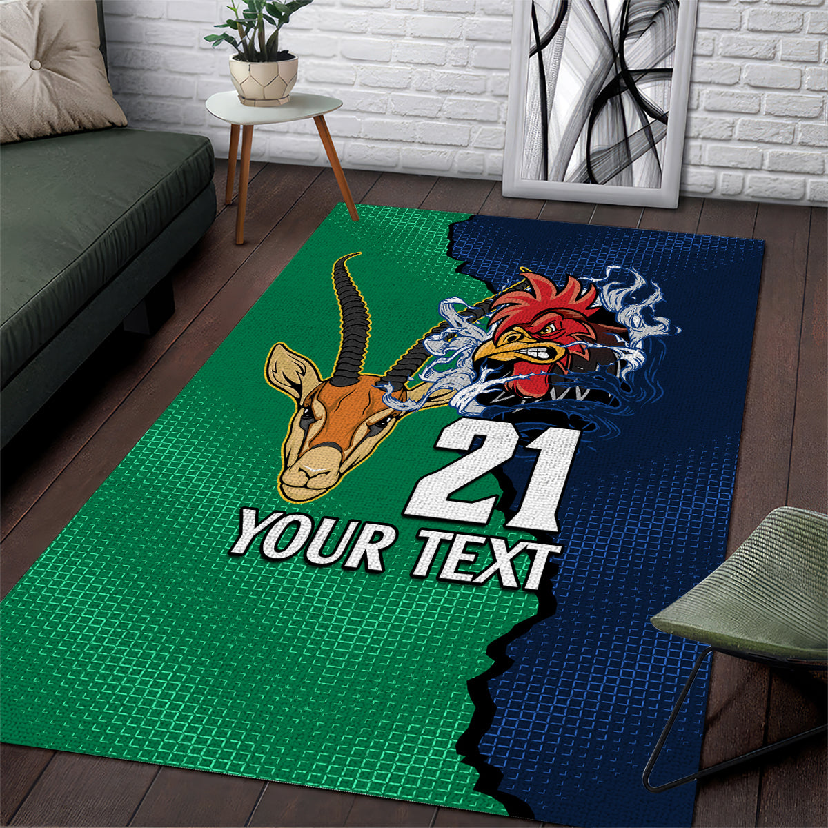 Custom France South Africa Rugby Area Rug Springboks and Gallic Rooster World Cup 2023 - Vibe Hoodie Shop