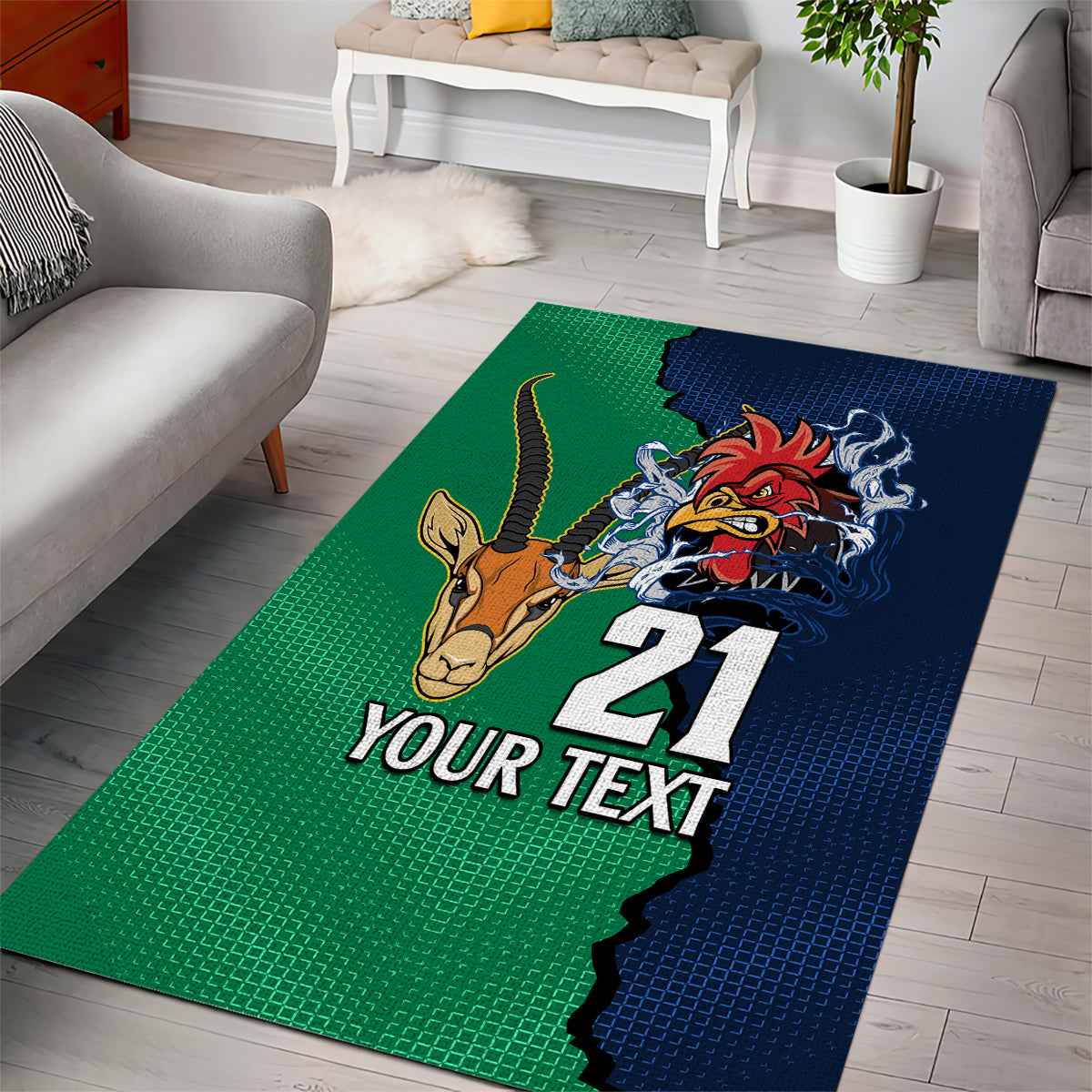 Custom France South Africa Rugby Area Rug Springboks and Gallic Rooster World Cup 2023 - Vibe Hoodie Shop