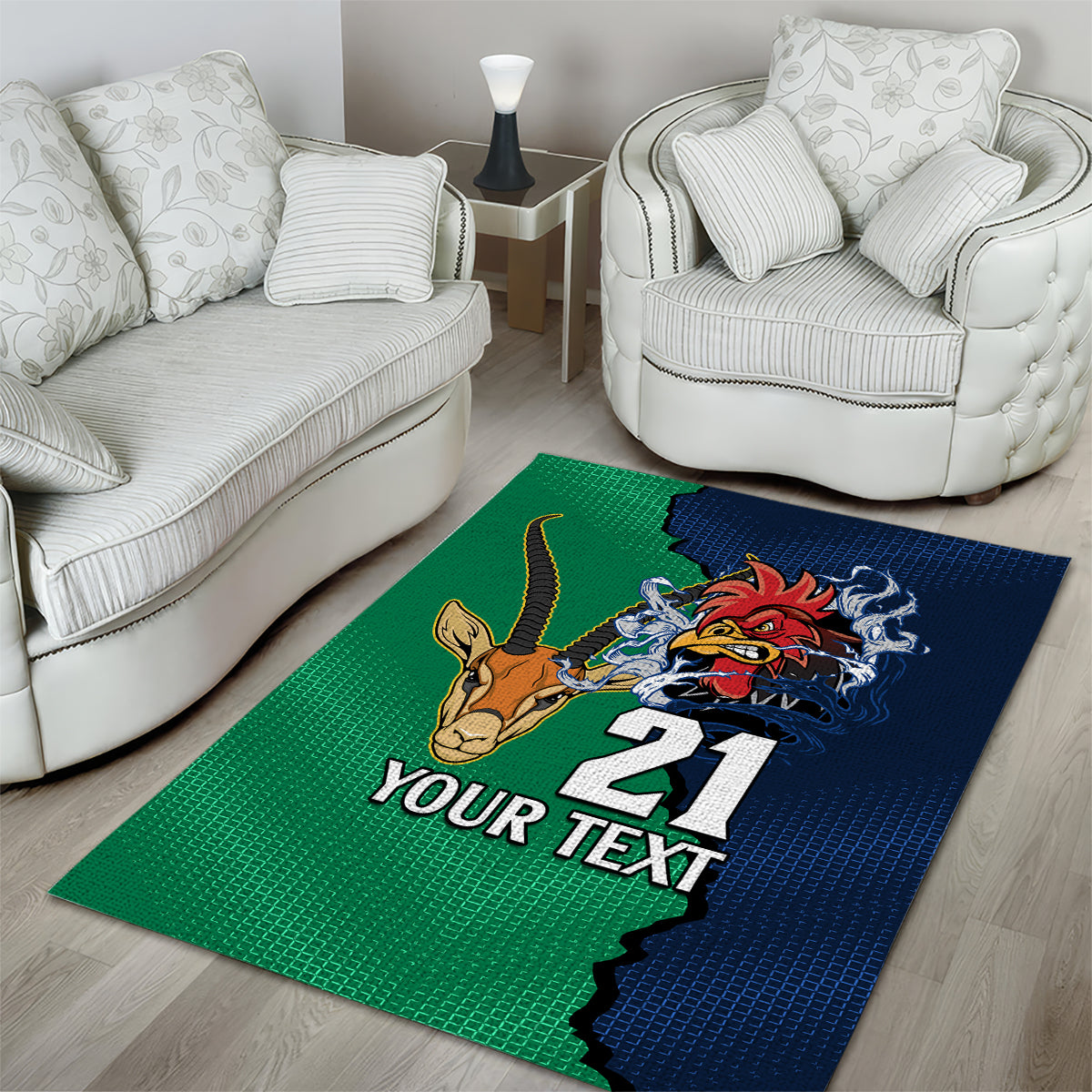 Custom France South Africa Rugby Area Rug Springboks and Gallic Rooster World Cup 2023 - Vibe Hoodie Shop