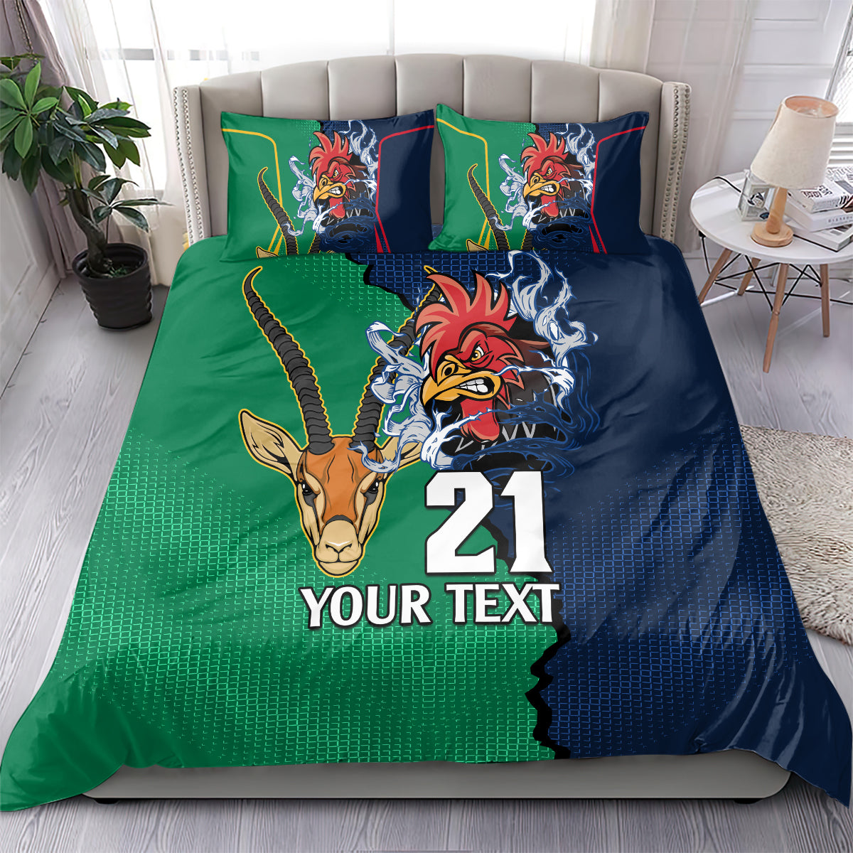 Custom France South Africa Rugby Bedding Set Springboks and Gallic Rooster World Cup 2023 - Vibe Hoodie Shop