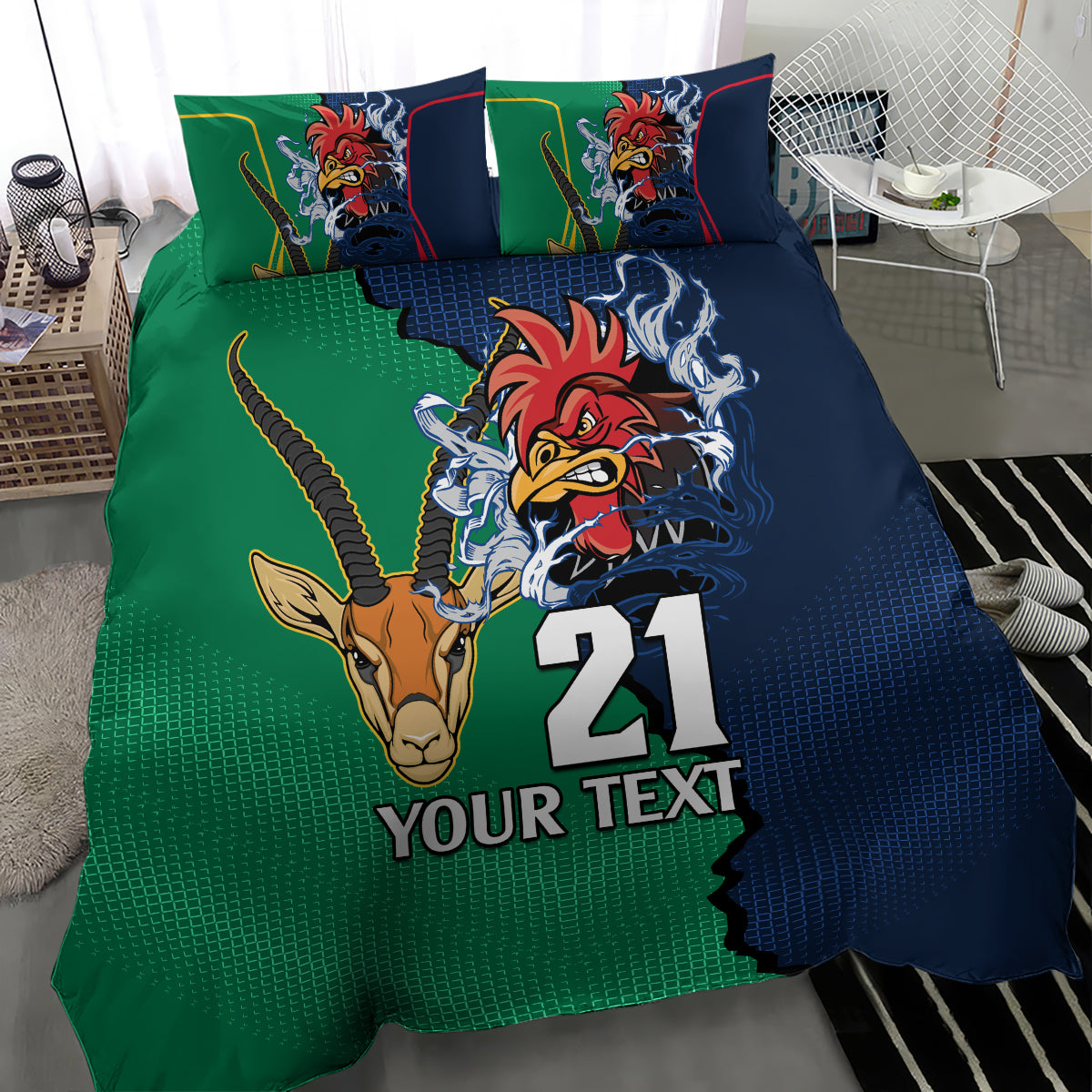 Custom France South Africa Rugby Bedding Set Springboks and Gallic Rooster World Cup 2023 - Vibe Hoodie Shop