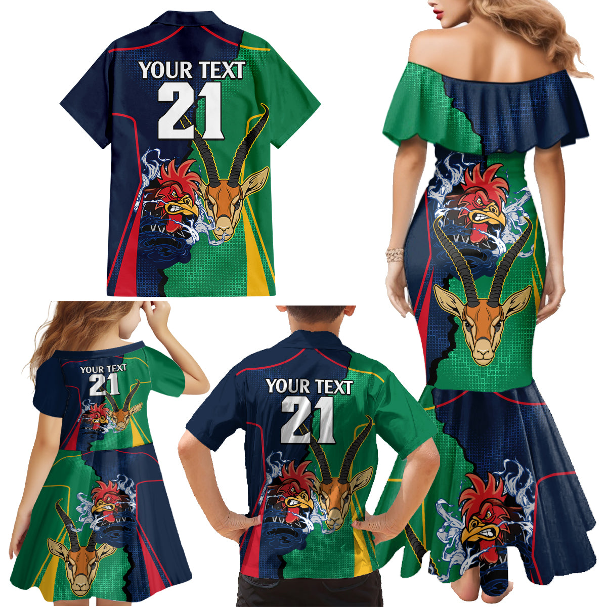 custom-new-zealnd-ireland-rugby-family-matching-mermaid-dress-and-hawaiian-shirt-warrior-black-fern-and-shamrocks-world-cup-2023