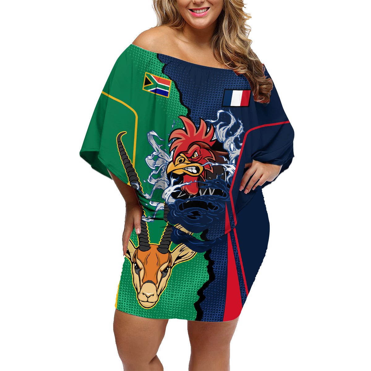 custom-new-zealnd-ireland-rugby-family-matching-off-shoulder-short-dress-and-hawaiian-shirt-warrior-black-fern-and-shamrocks-world-cup-2023