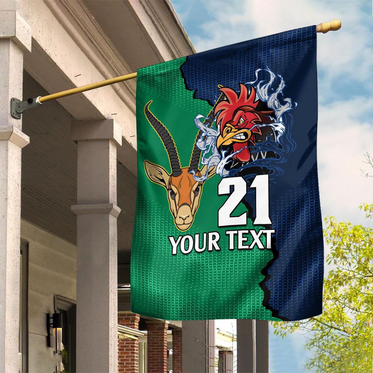 Custom France South Africa Rugby Garden Flag Springboks and Gallic Rooster World Cup 2023 - Vibe Hoodie Shop