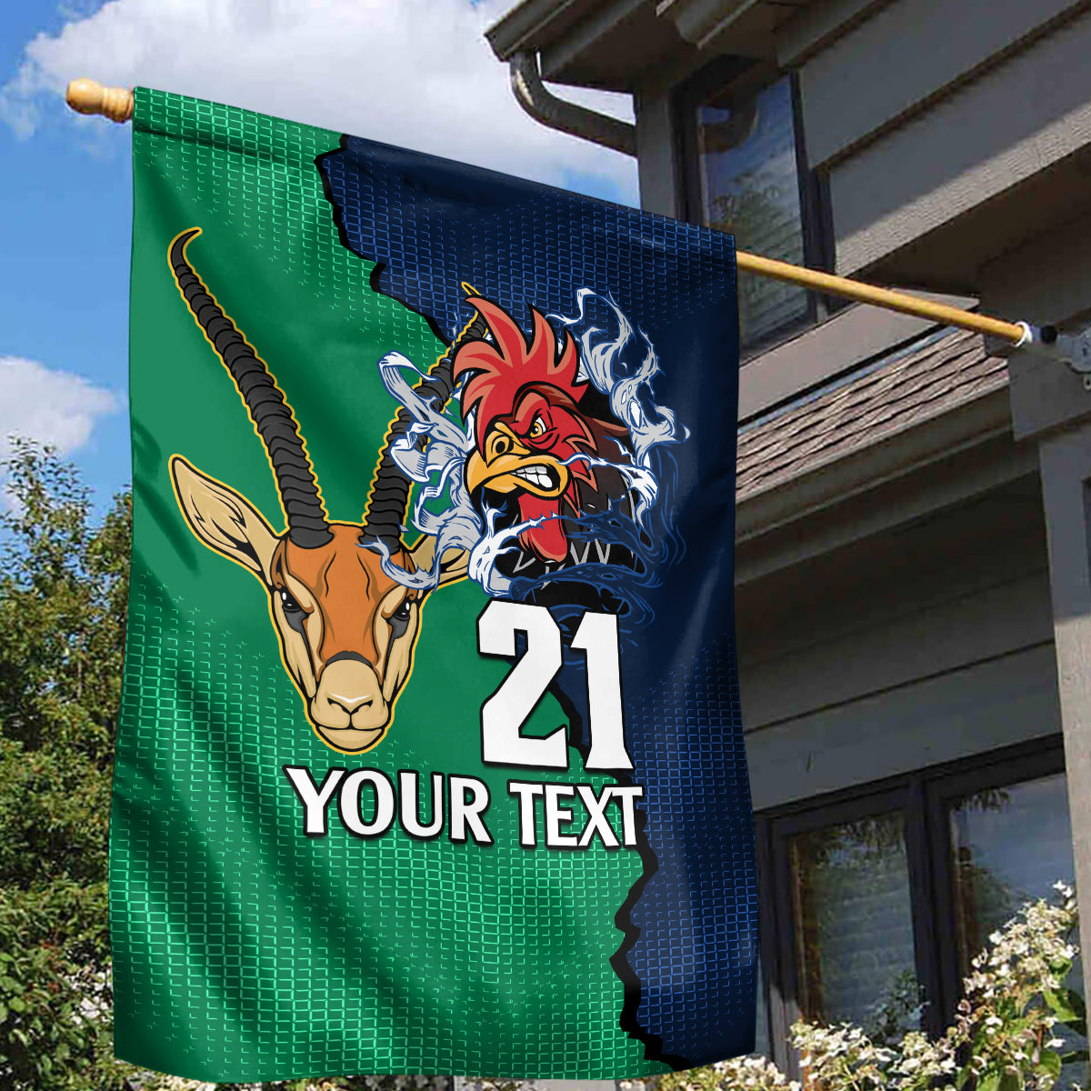 Custom France South Africa Rugby Garden Flag Springboks and Gallic Rooster World Cup 2023 - Vibe Hoodie Shop