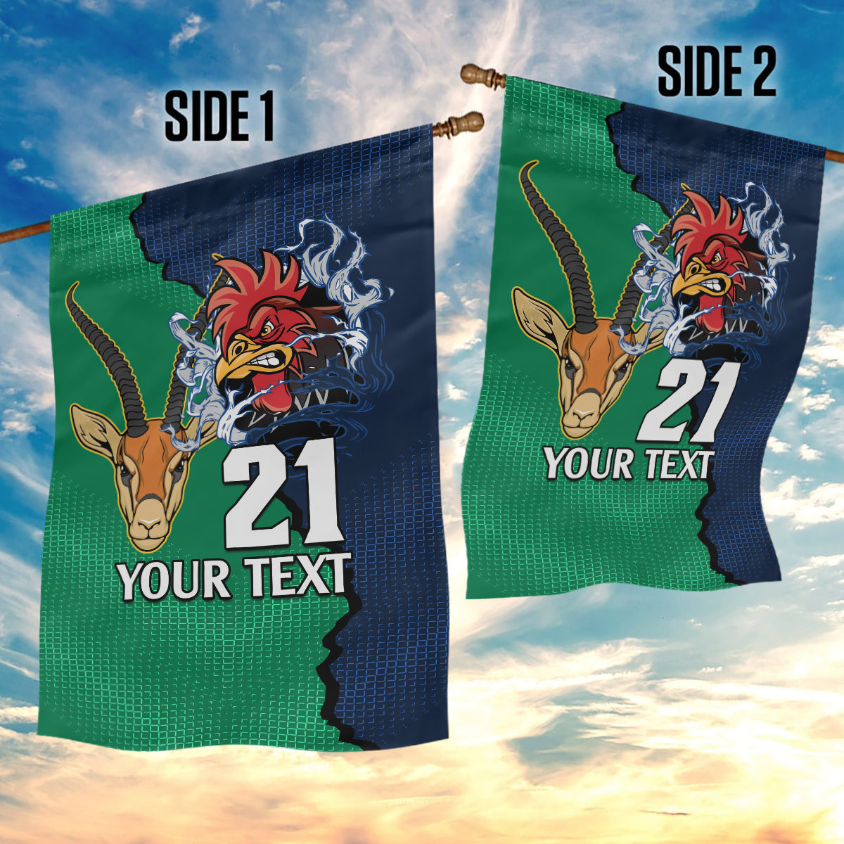 Custom France South Africa Rugby Garden Flag Springboks and Gallic Rooster World Cup 2023 - Vibe Hoodie Shop