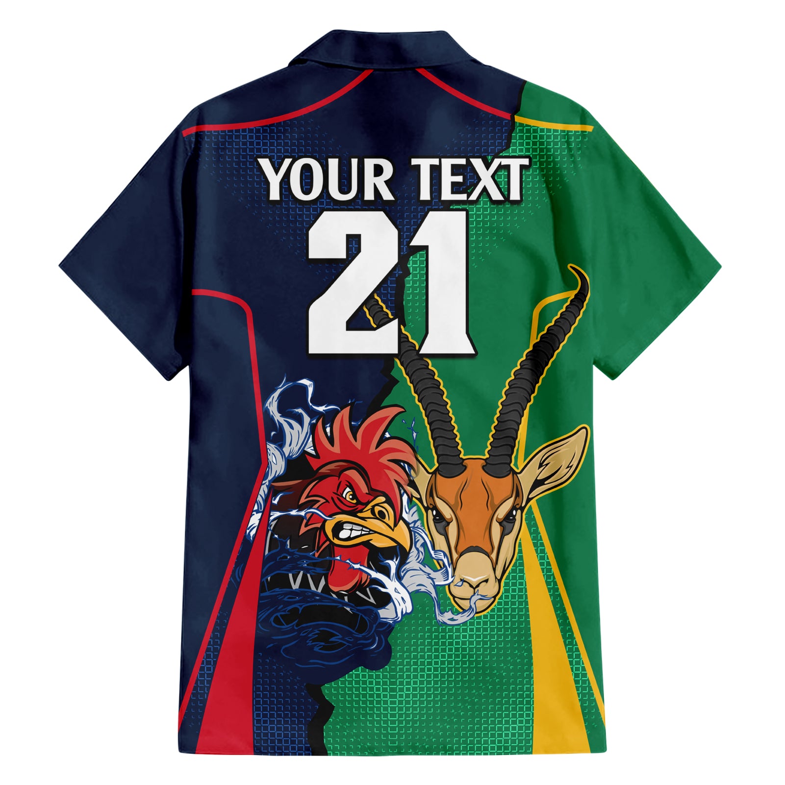 Custom France South Africa Rugby Hawaiian Shirt Springboks and Gallic Rooster World Cup 2023 - Vibe Hoodie Shop