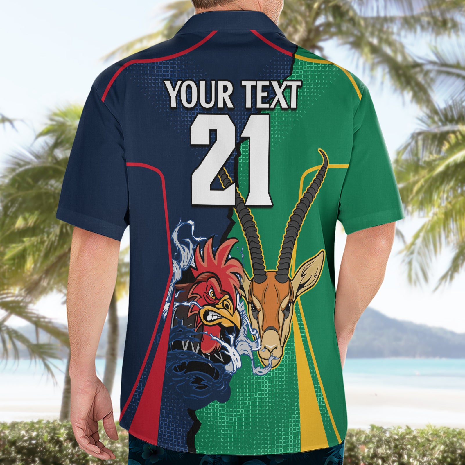 Custom France South Africa Rugby Hawaiian Shirt Springboks and Gallic Rooster World Cup 2023 - Vibe Hoodie Shop