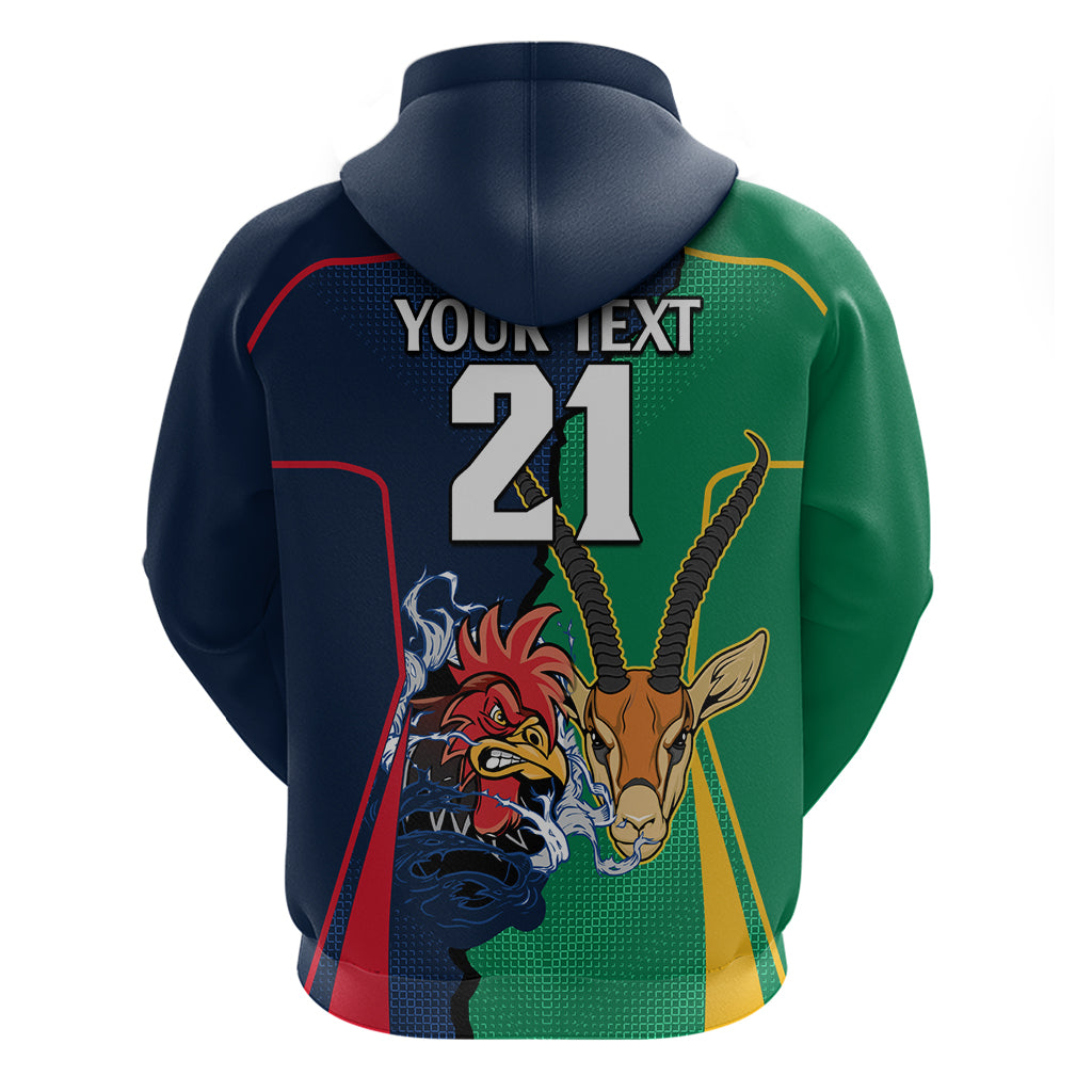 Custom France South Africa Rugby Hoodie Springboks and Gallic Rooster World Cup 2023 LT9 - Vibe Hoodie Shop