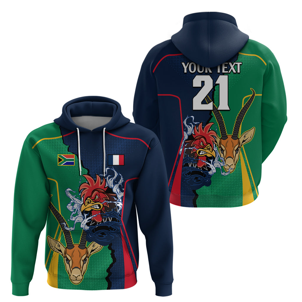 Custom France South Africa Rugby Hoodie Springboks and Gallic Rooster World Cup 2023 LT9 - Vibe Hoodie Shop