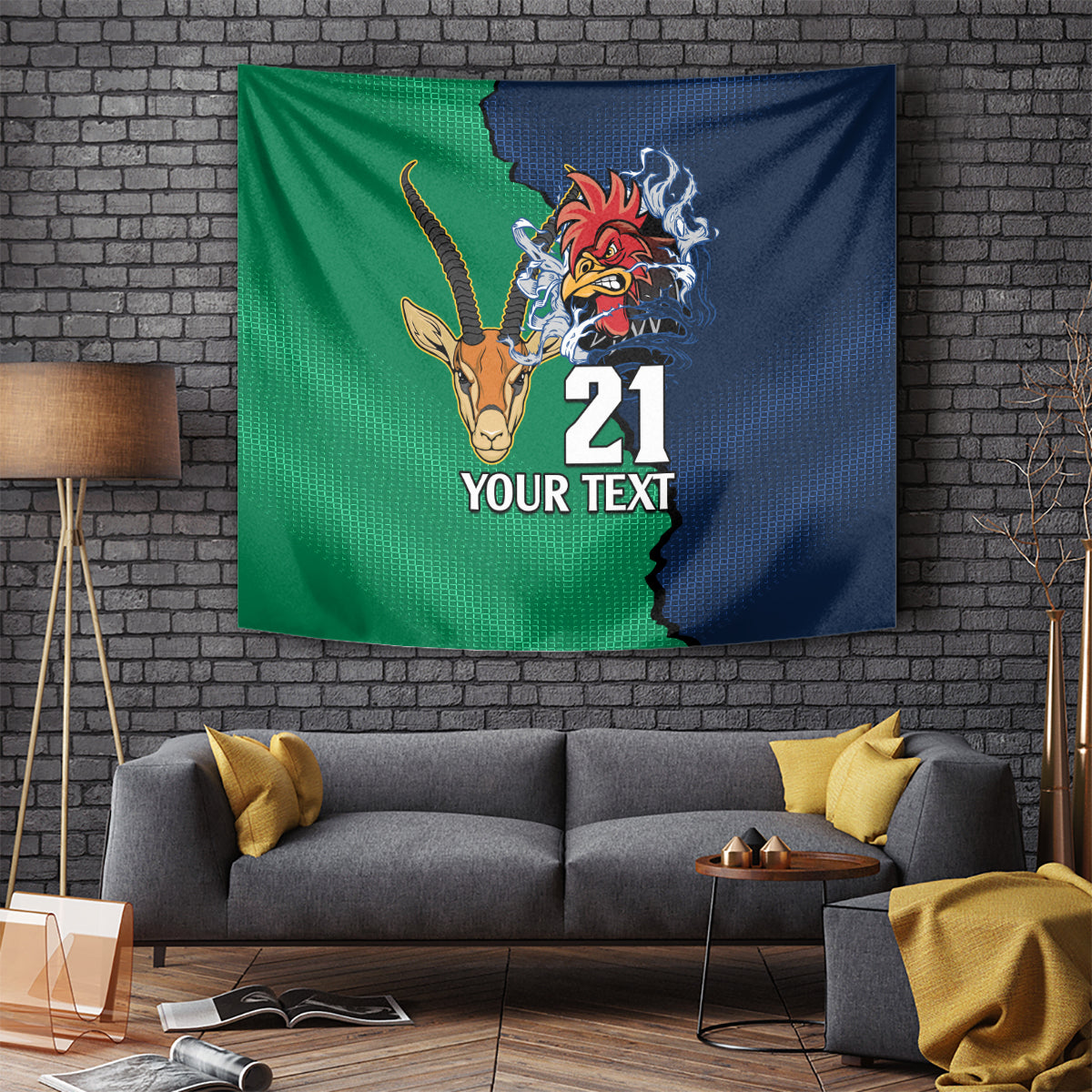 Custom France South Africa Rugby Tapestry Springboks and Gallic Rooster World Cup 2023 - Vibe Hoodie Shop