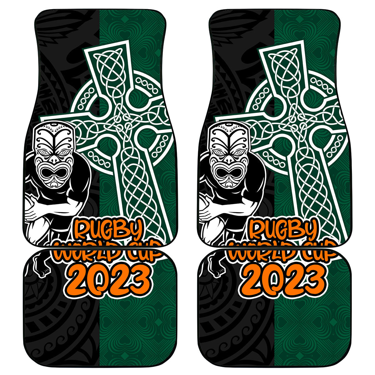 new-zealand-ireland-rugby-car-mats-warrior-black-fern-and-shamrocks-world-cup-2023