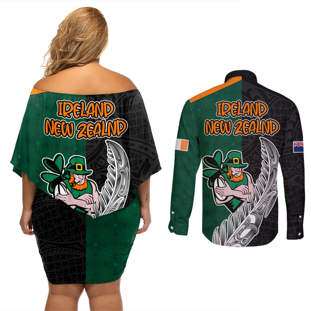 france-south-africa-rugby-couples-matching-off-shoulder-short-dress-and-long-sleeve-button-shirts-springboks-and-roosters-world-cup-2023-sporty-style
