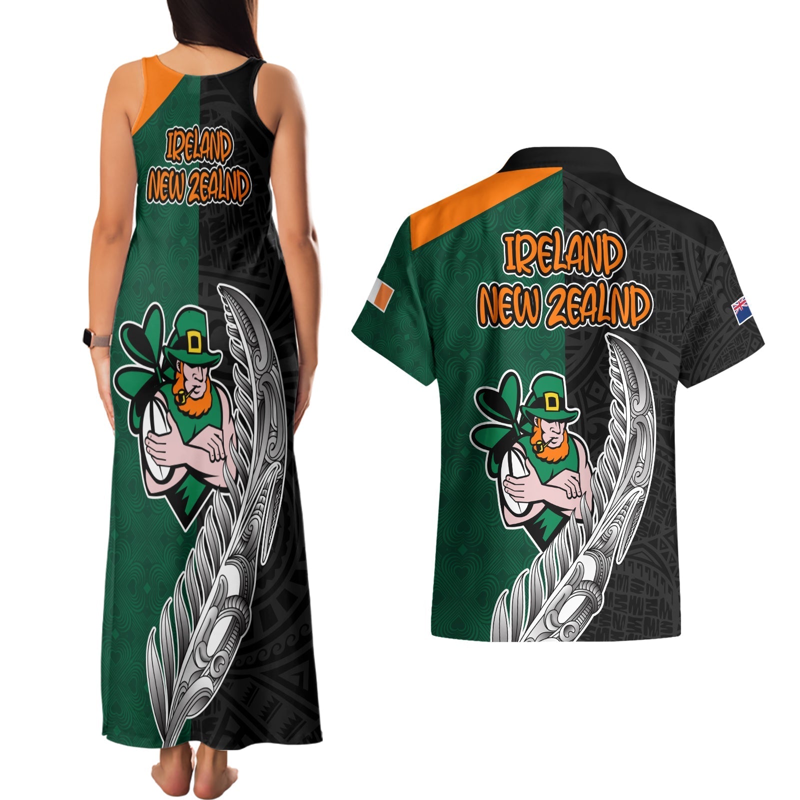 france-south-africa-rugby-couples-matching-tank-maxi-dress-and-hawaiian-shirt-springboks-and-roosters-world-cup-2023-sporty-style