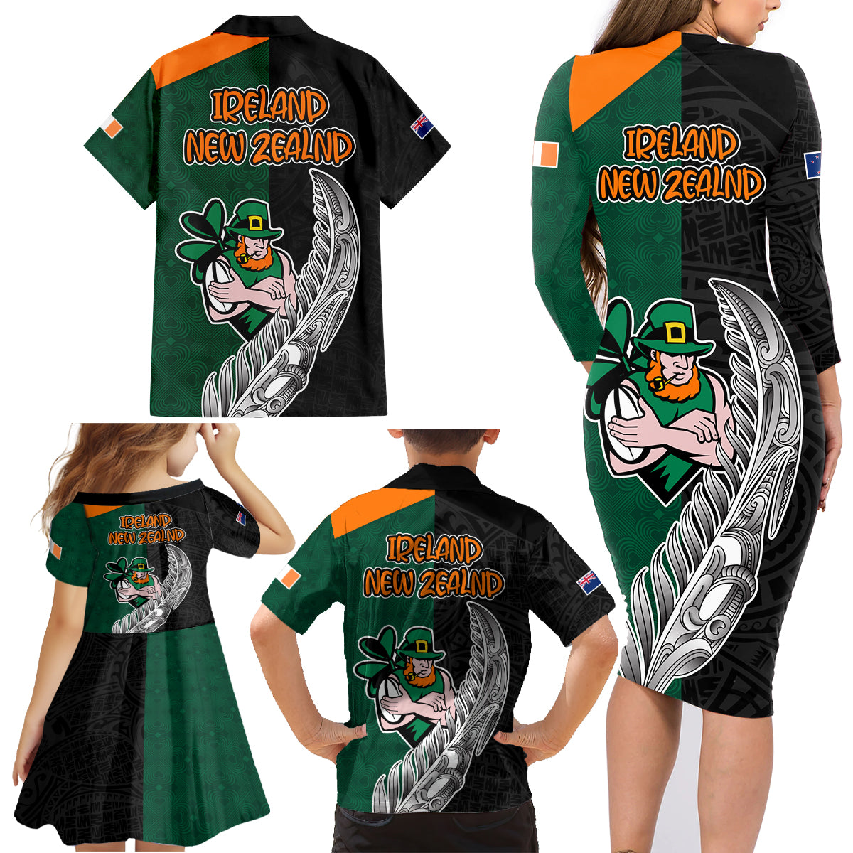 france-south-africa-rugby-family-matching-long-sleeve-bodycon-dress-and-hawaiian-shirt-springboks-and-roosters-world-cup-2023-sporty-style