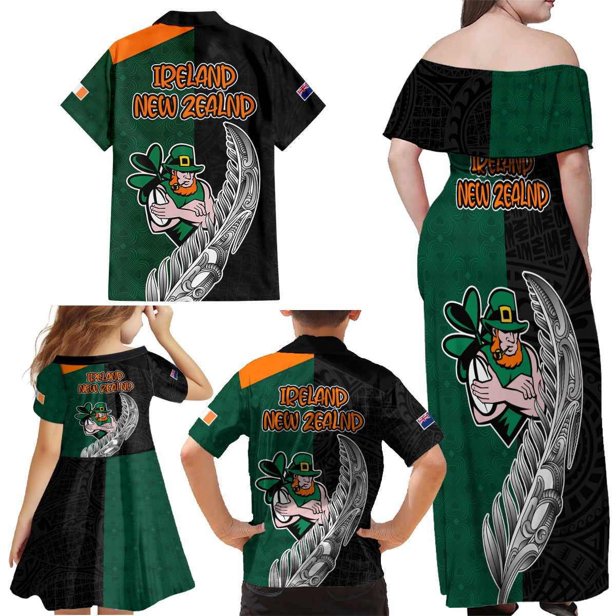 france-south-africa-rugby-family-matching-off-shoulder-maxi-dress-and-hawaiian-shirt-springboks-and-roosters-world-cup-2023-sporty-style