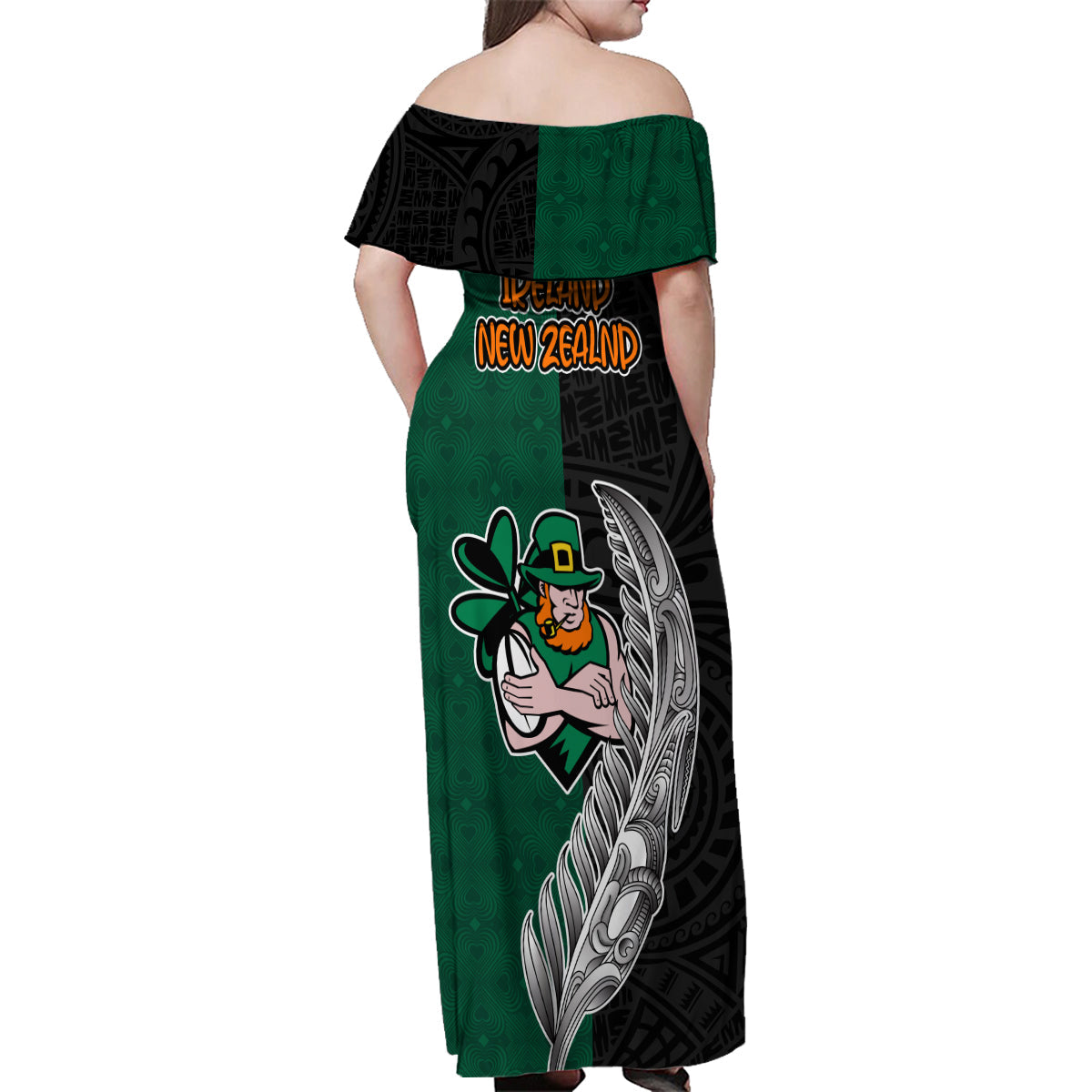 france-south-africa-rugby-family-matching-off-shoulder-maxi-dress-and-hawaiian-shirt-springboks-and-roosters-world-cup-2023-sporty-style