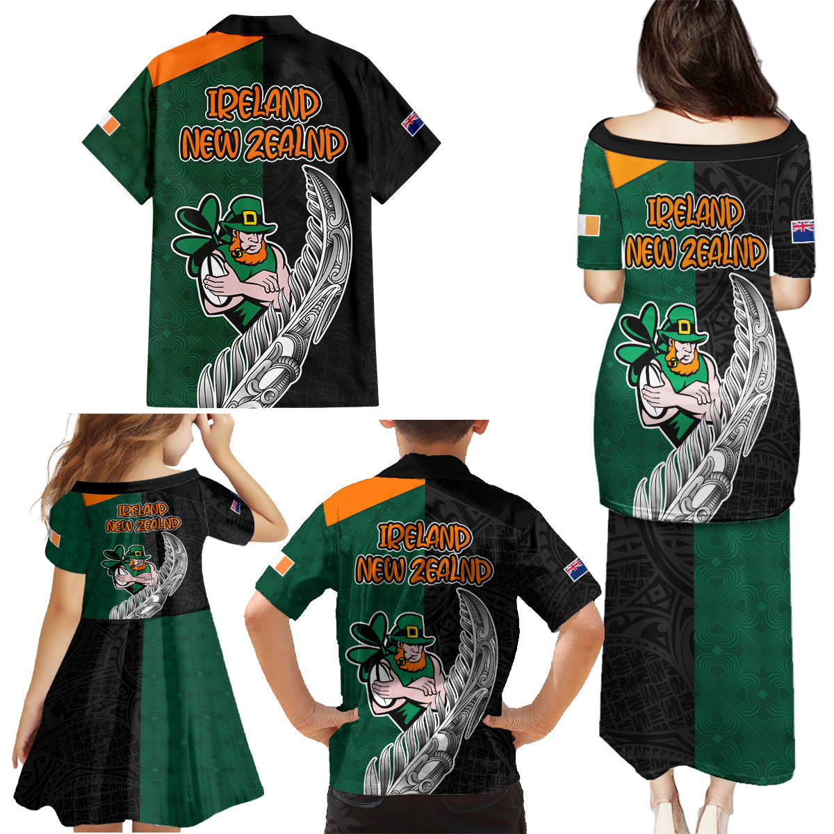 france-south-africa-rugby-family-matching-puletasi-dress-and-hawaiian-shirt-springboks-and-roosters-world-cup-2023-sporty-style