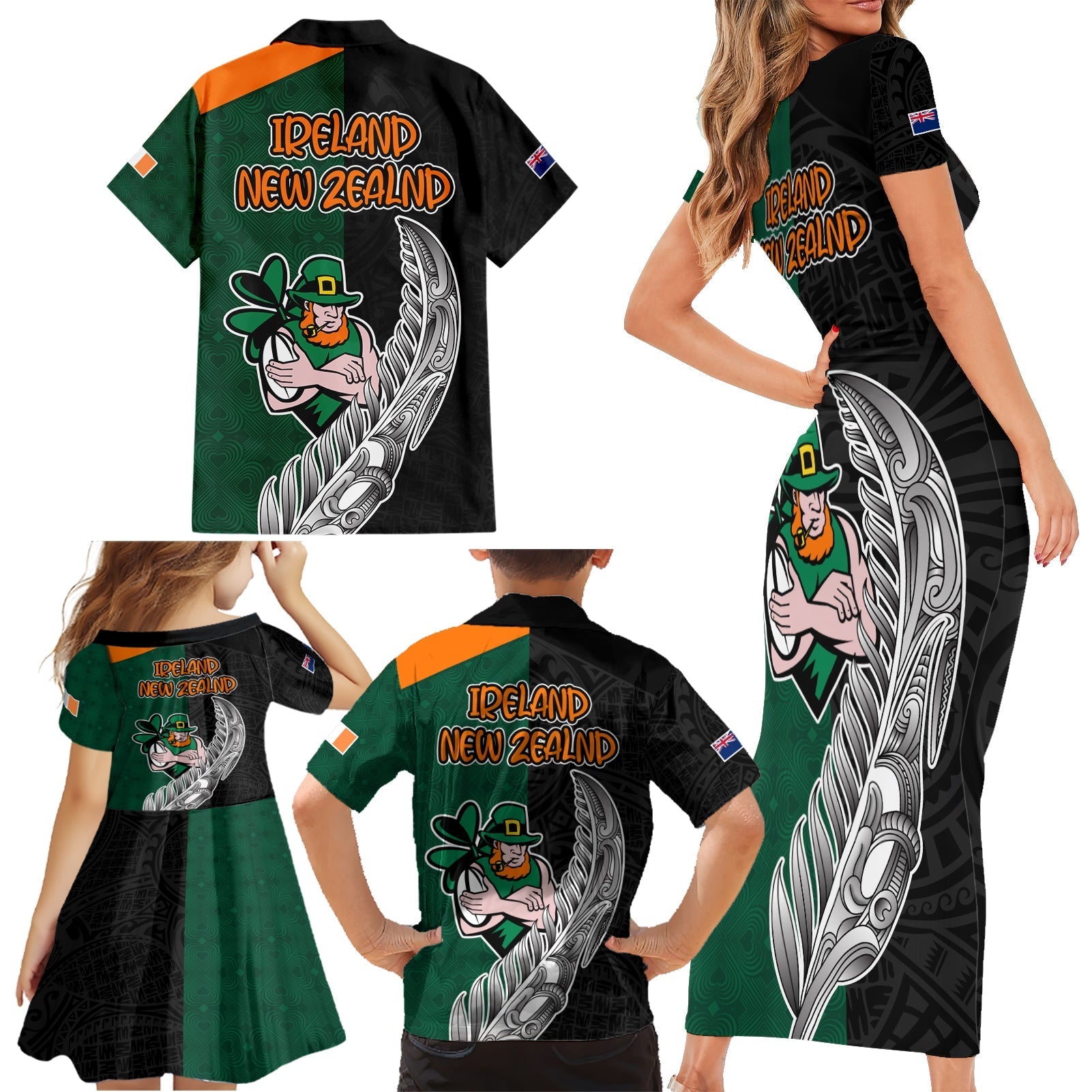 france-south-africa-rugby-family-matching-short-sleeve-bodycon-dress-and-hawaiian-shirt-springboks-and-roosters-world-cup-2023-sporty-style