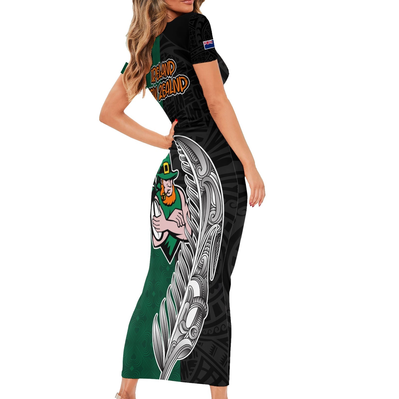 france-south-africa-rugby-family-matching-short-sleeve-bodycon-dress-and-hawaiian-shirt-springboks-and-roosters-world-cup-2023-sporty-style