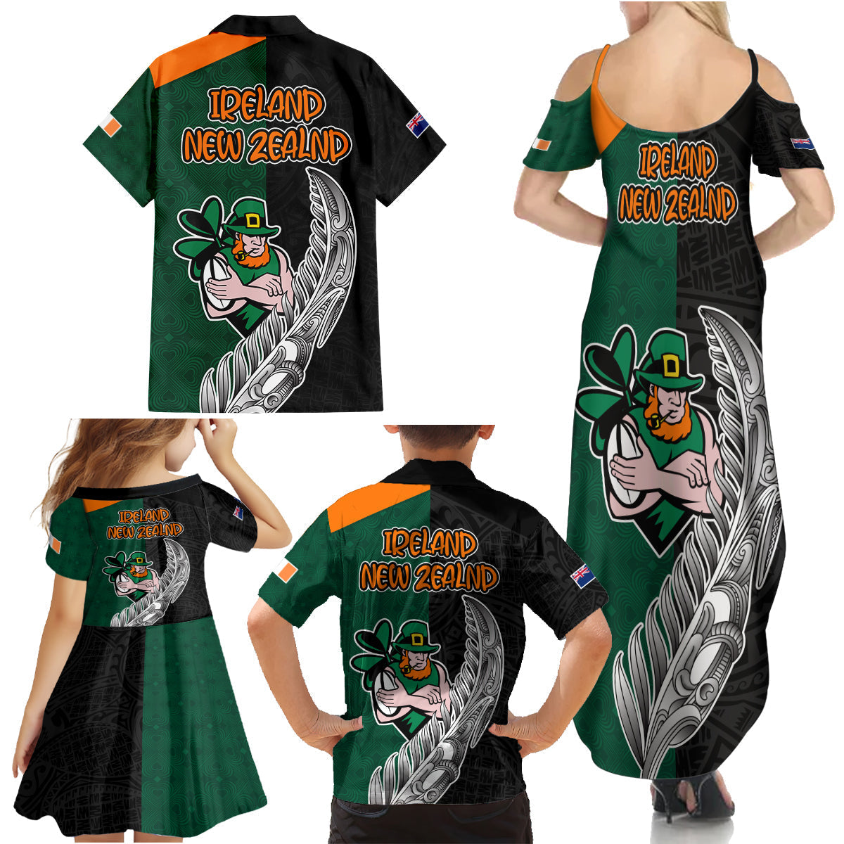 france-south-africa-rugby-family-matching-summer-maxi-dress-and-hawaiian-shirt-springboks-and-roosters-world-cup-2023-sporty-style