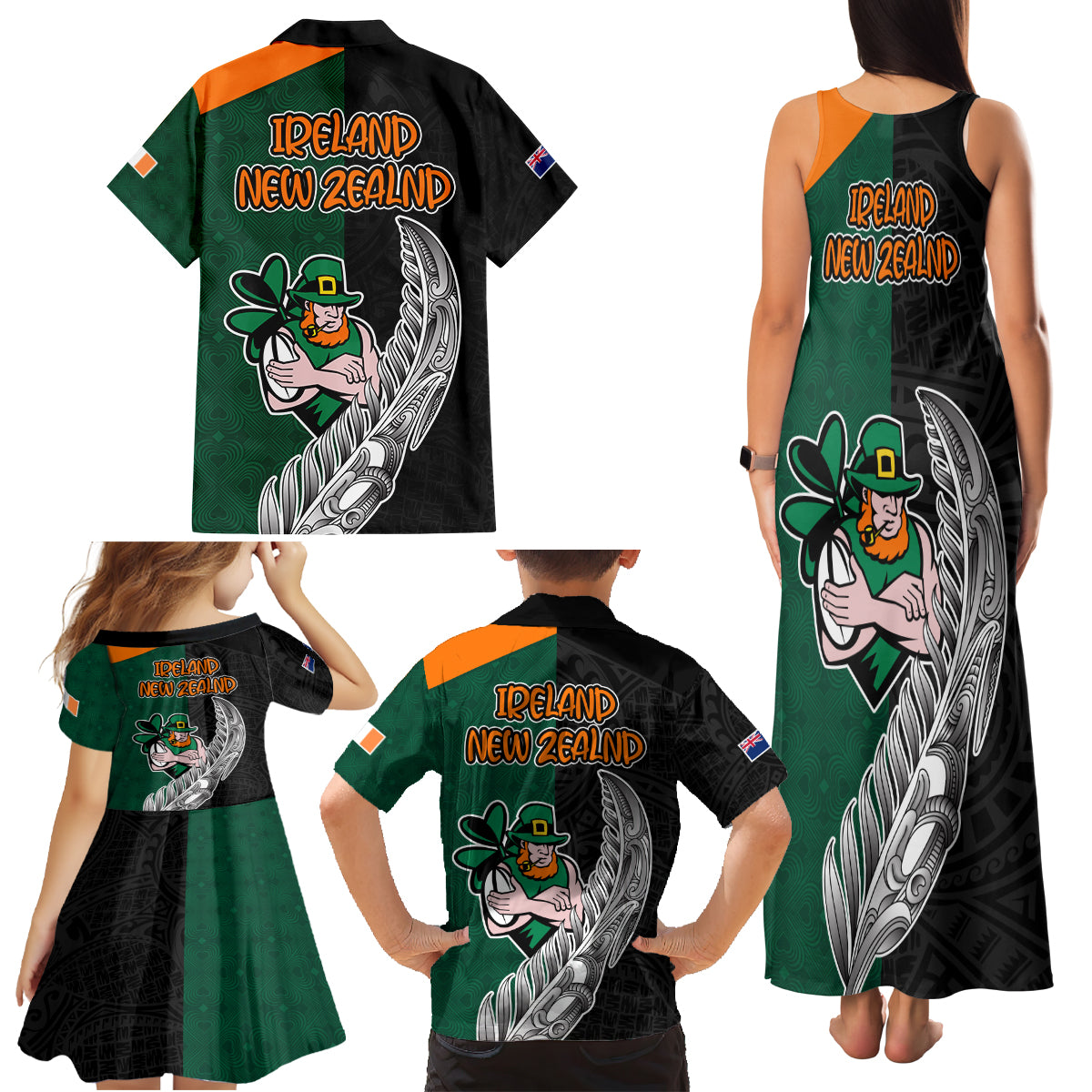 france-south-africa-rugby-family-matching-tank-maxi-dress-and-hawaiian-shirt-springboks-and-roosters-world-cup-2023-sporty-style