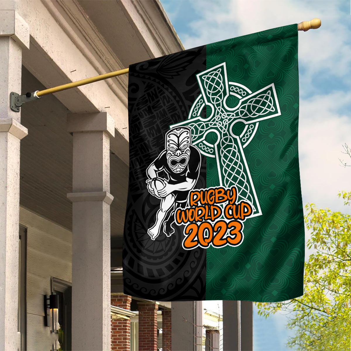 new-zealand-ireland-rugby-garden-flag-warrior-black-fern-and-shamrocks-world-cup-2023