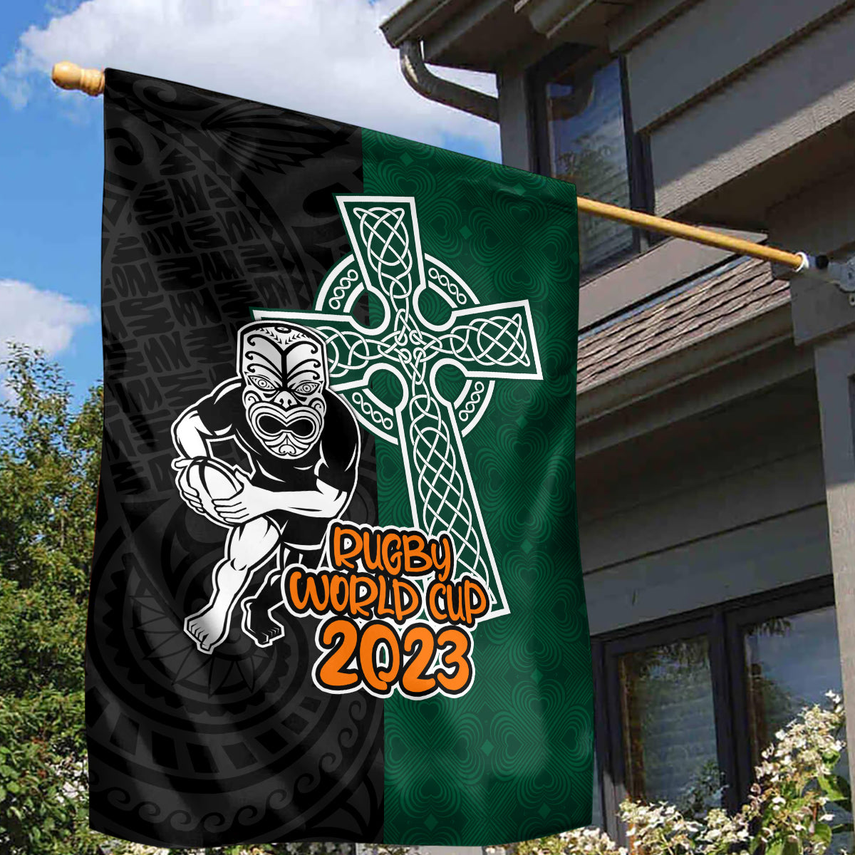 new-zealand-ireland-rugby-garden-flag-warrior-black-fern-and-shamrocks-world-cup-2023