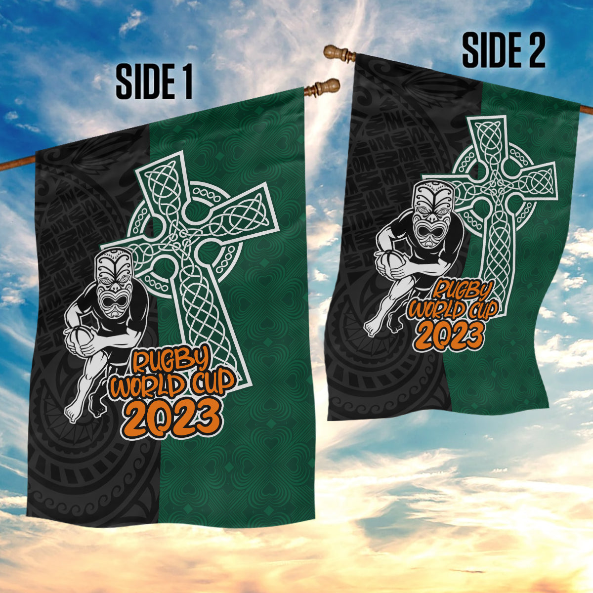 new-zealand-ireland-rugby-garden-flag-warrior-black-fern-and-shamrocks-world-cup-2023