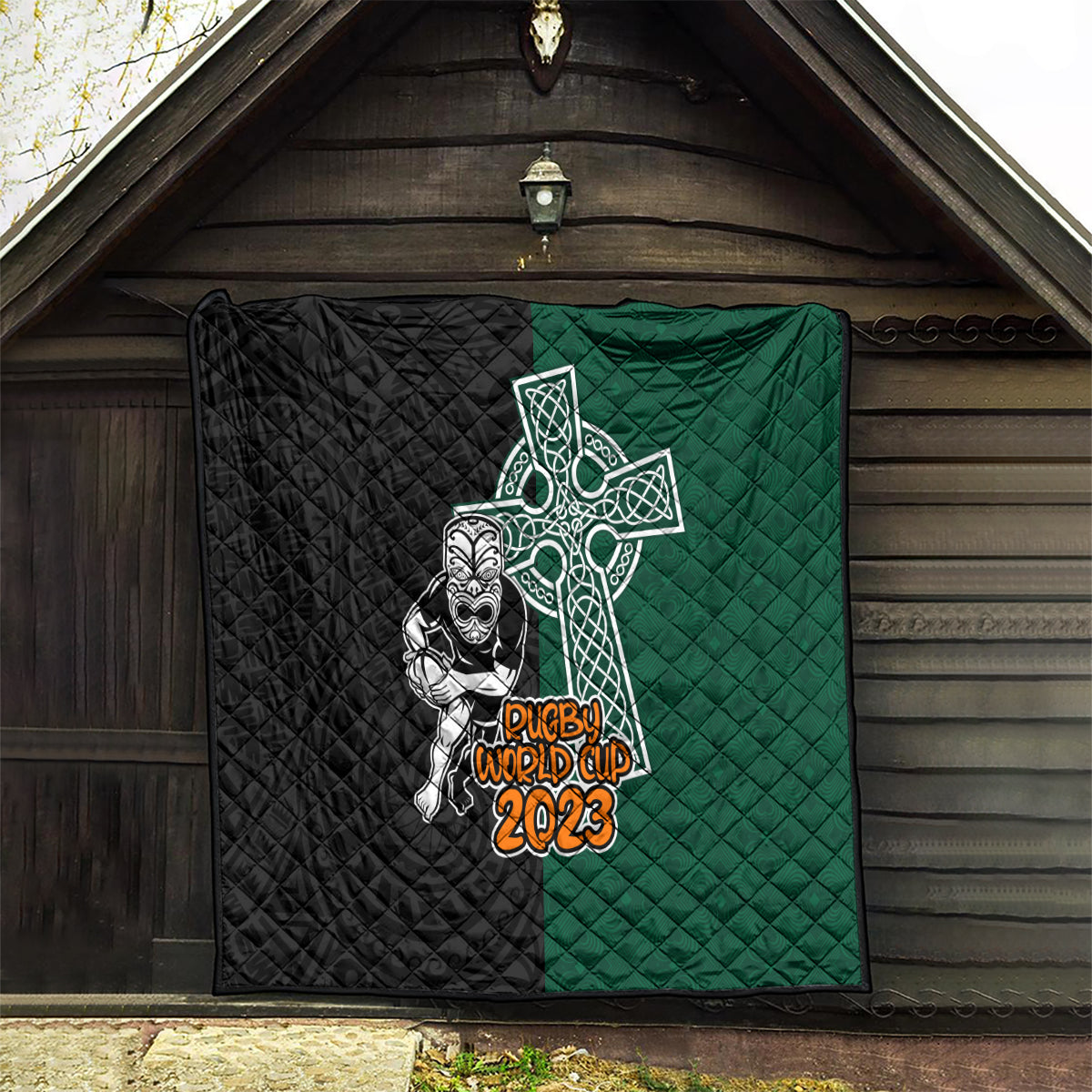 new-zealand-ireland-rugby-quilt-warrior-black-fern-and-shamrocks-world-cup-2023