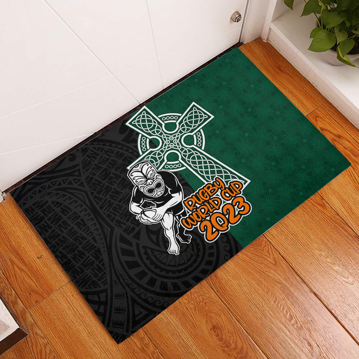 new-zealand-ireland-rugby-rubber-doormat-warrior-black-fern-and-shamrocks-world-cup-2023