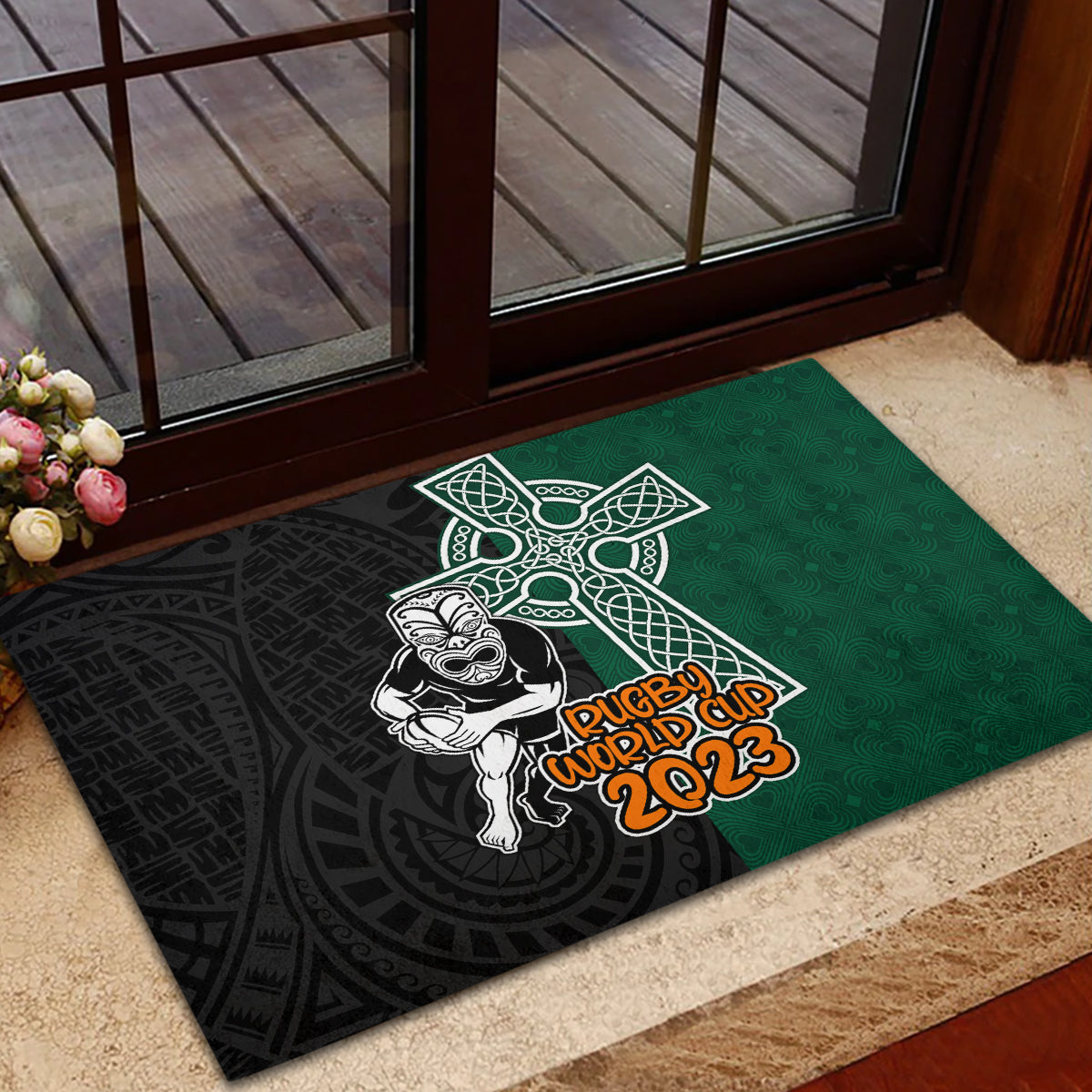 new-zealand-ireland-rugby-rubber-doormat-warrior-black-fern-and-shamrocks-world-cup-2023