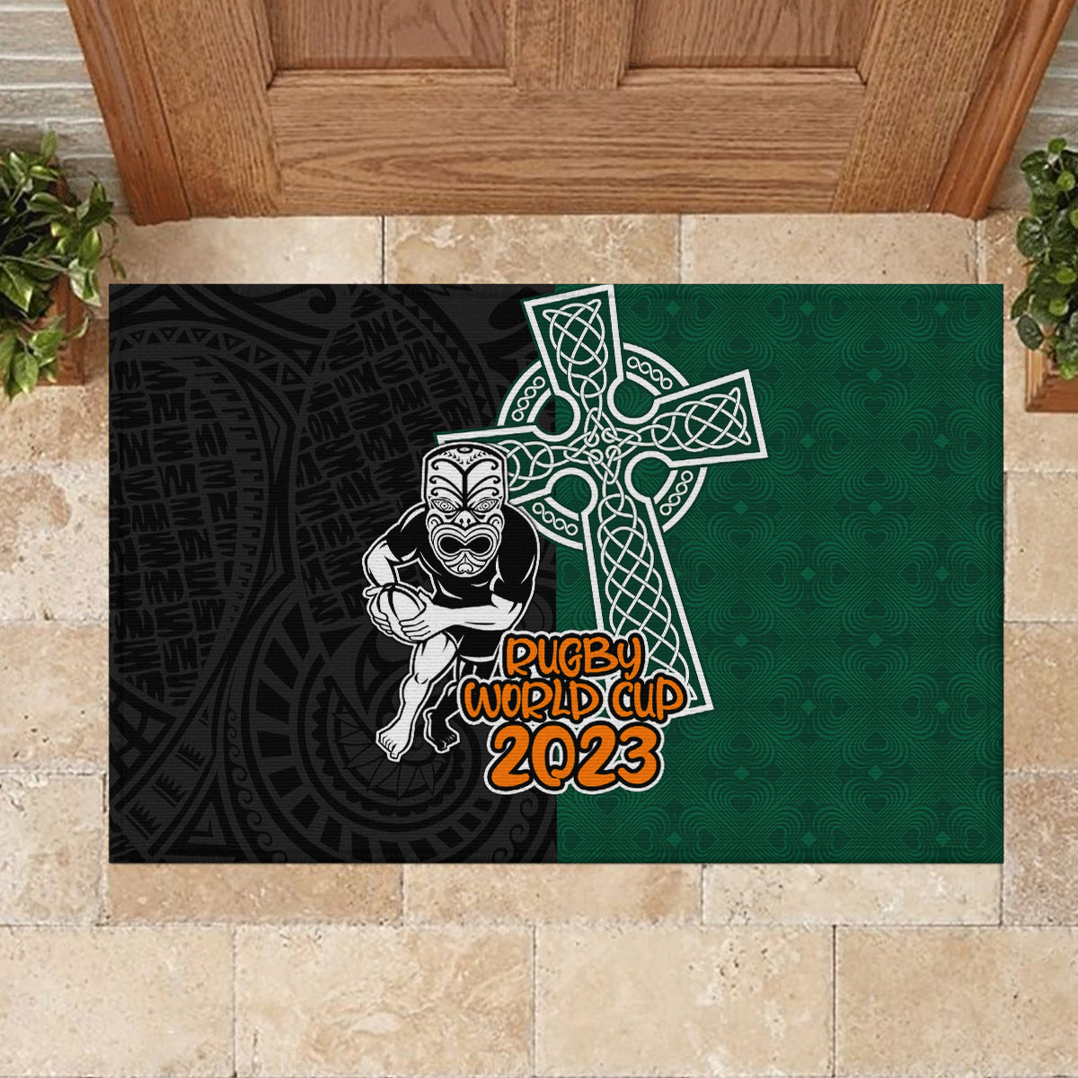 new-zealand-ireland-rugby-rubber-doormat-warrior-black-fern-and-shamrocks-world-cup-2023