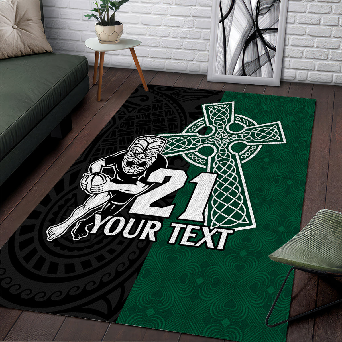 custom-new-zealand-ireland-rugby-area-rug-warrior-black-fern-and-shamrocks-world-cup-2023
