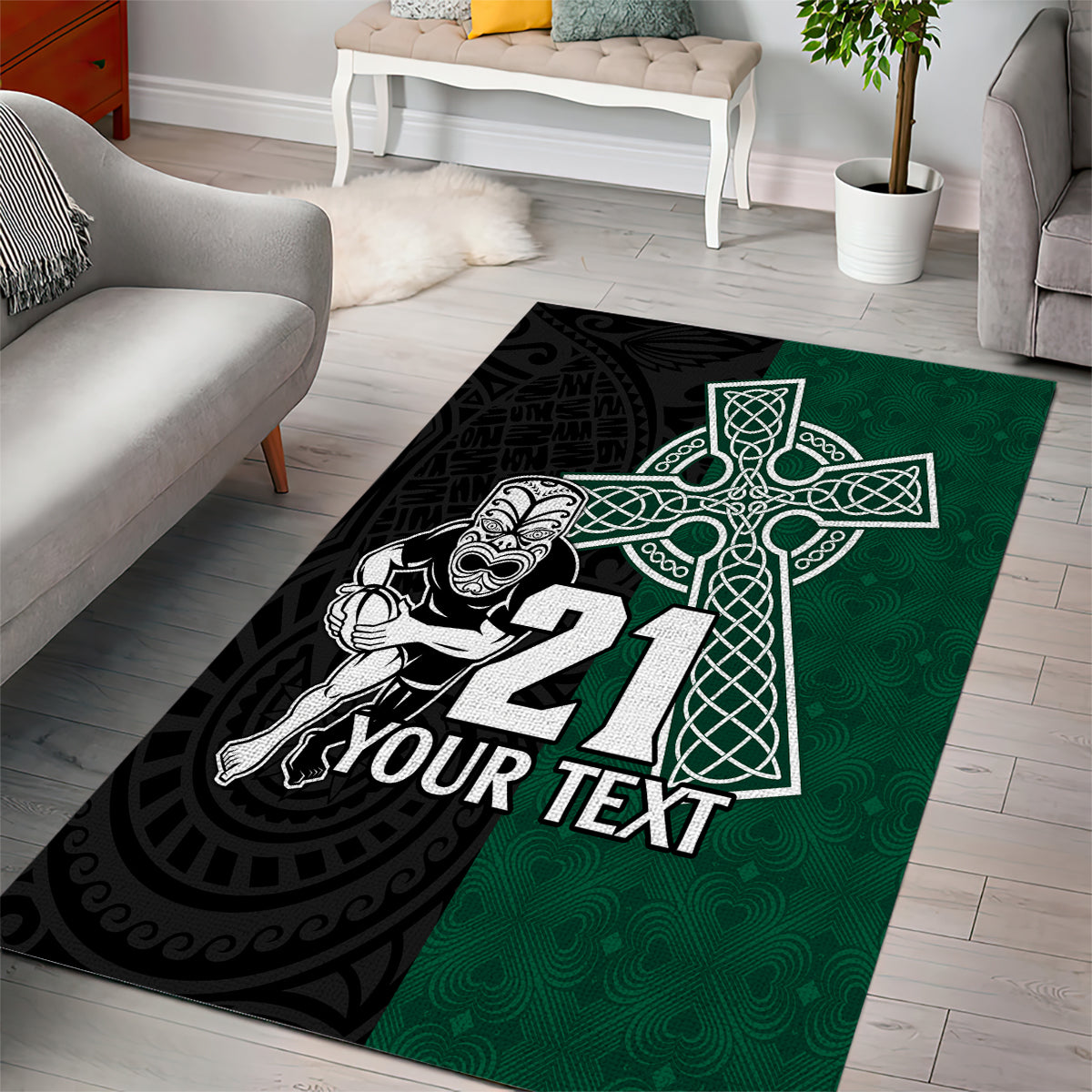 custom-new-zealand-ireland-rugby-area-rug-warrior-black-fern-and-shamrocks-world-cup-2023